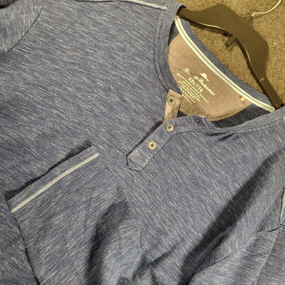 Tommy Bahama Blue Long Sleeve Henley Shirt Men's XXL 2XL